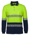 JB's HV L/S Segmented Tape Polo - Lime/Navy