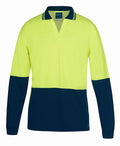JB's HV 4602.1 L/S Non Button Polo - Lime/Navy