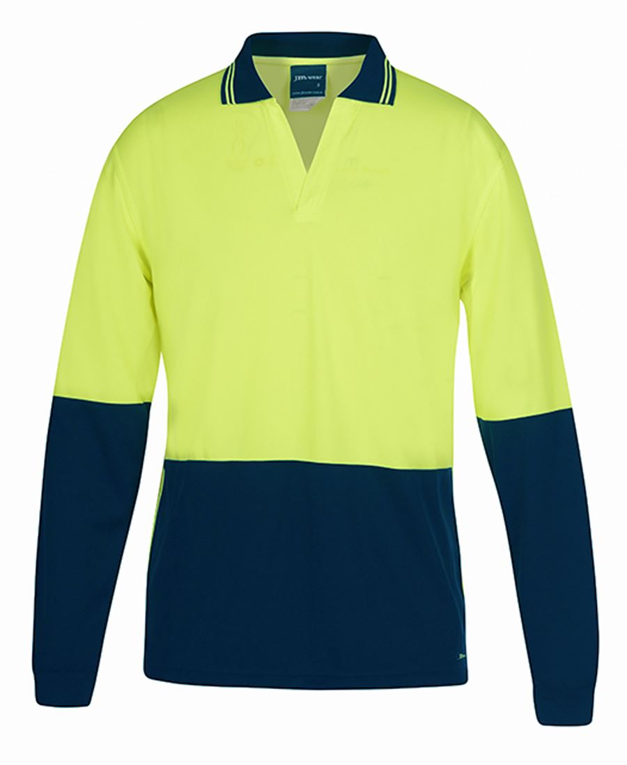JB's HV 4602.1 L/S Non Button Polo - Lime/Navy