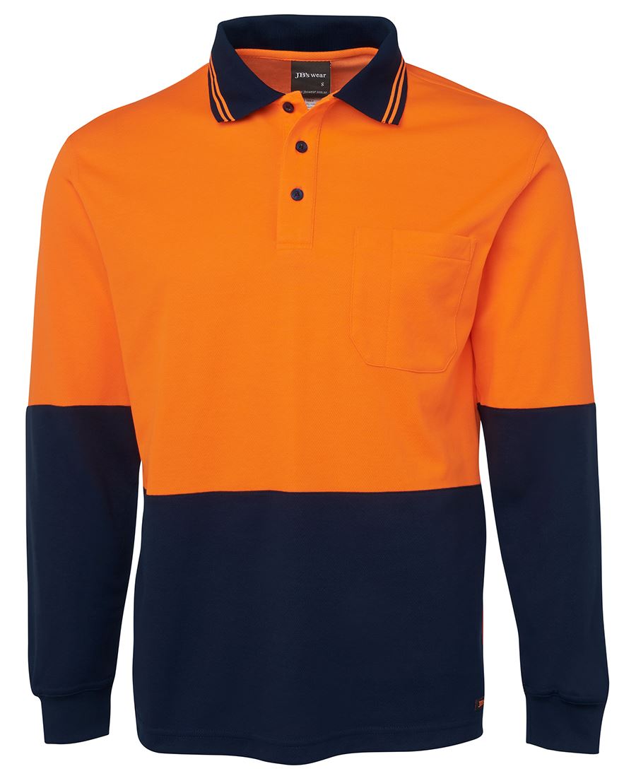 JB's HV L/S Cotton Back Polo - Lime/Navy