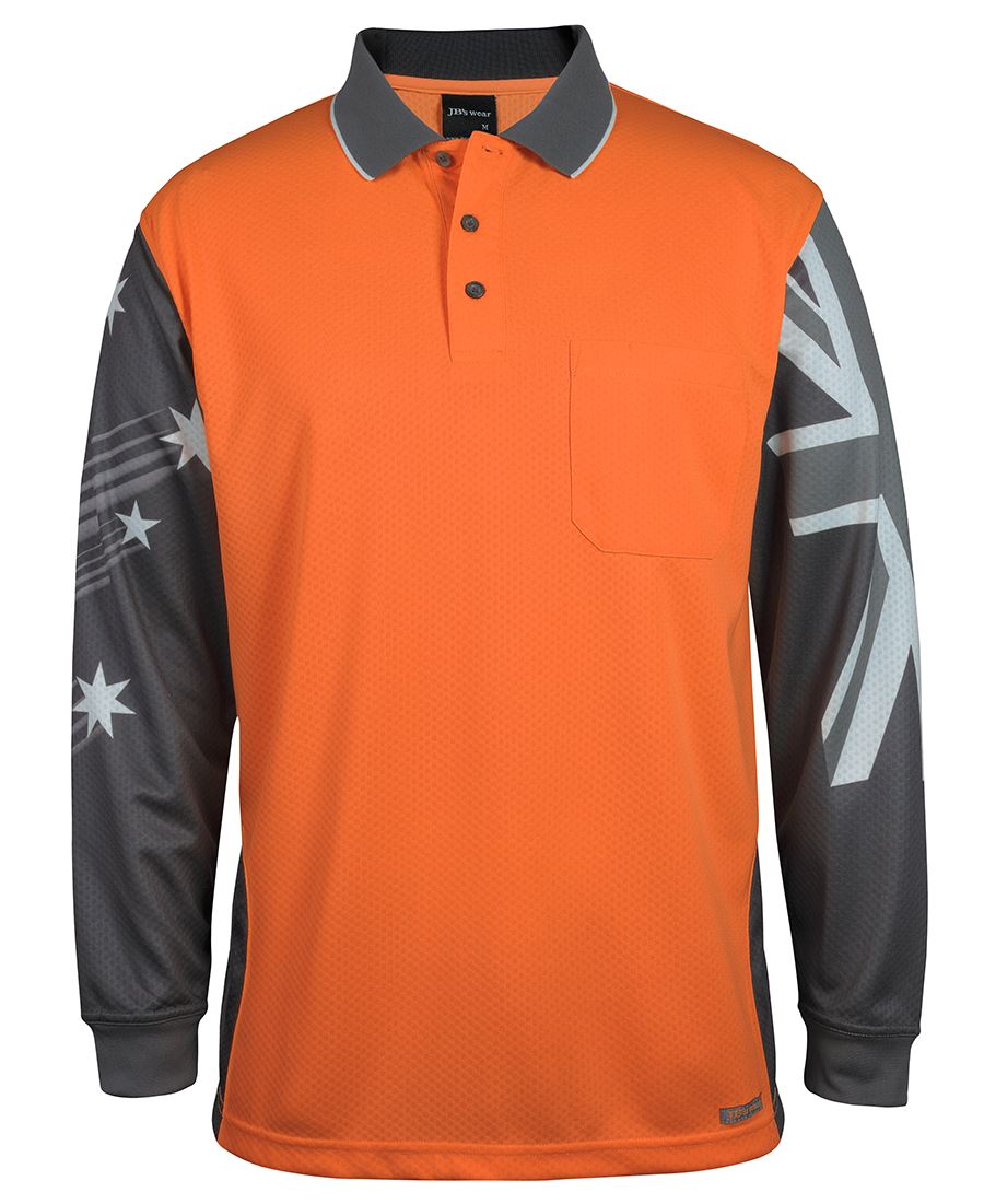 JB's HV L/S Southern Cross Polo - Lime/Charcoal