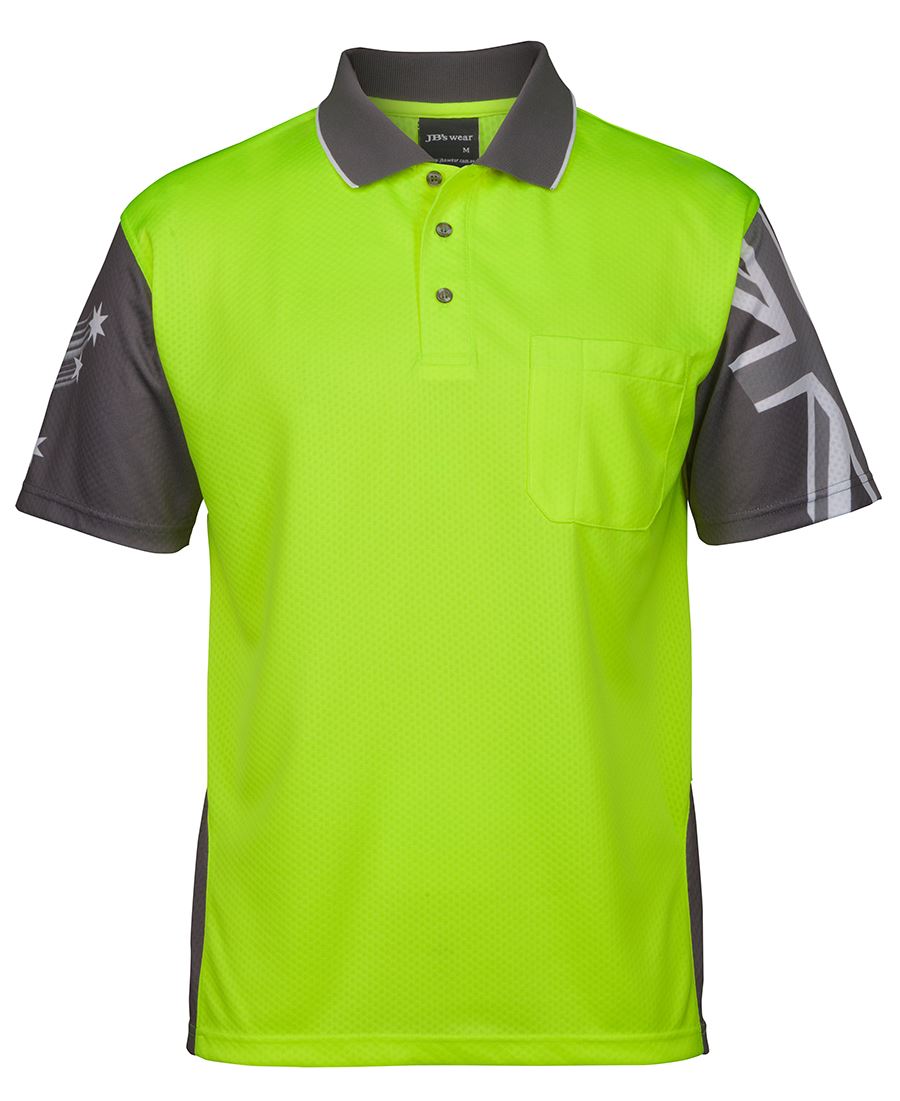 JB's HV Southern Cross Polo - Lime/Charcoal