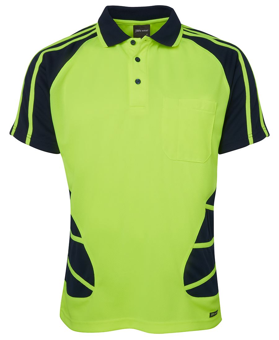 JB's HV S/S Spider Polo - Lime/Black