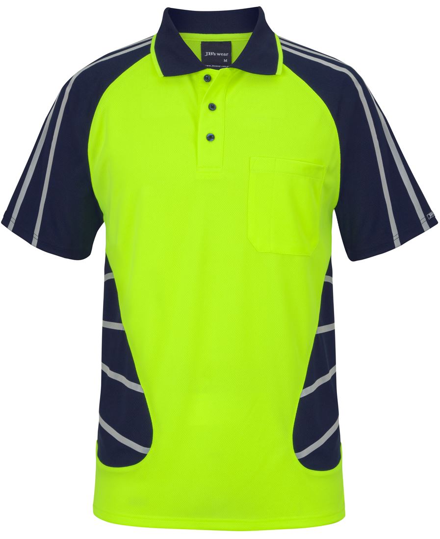 JB's Street Spider Polo W/ Reflective Stripe - Lime/Navy