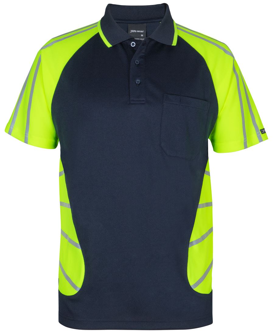 JB's Street Spider Polo W/ Reflective Stripe - Lime/Navy