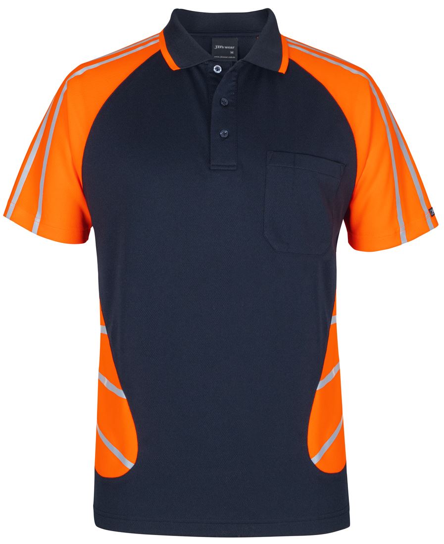 JB's Street Spider Polo W/ Reflective Stripe - Lime/Navy