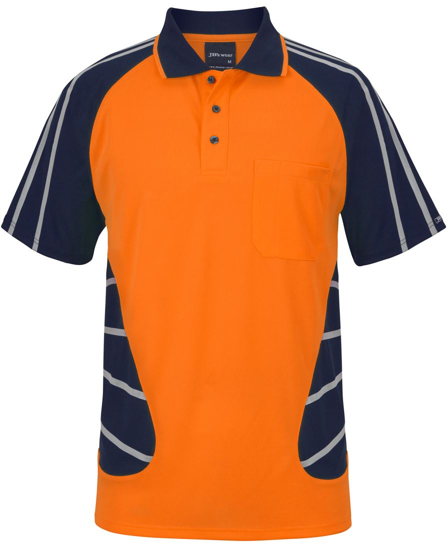 JB's Street Spider Polo W/ Reflective Stripe - Lime/Navy