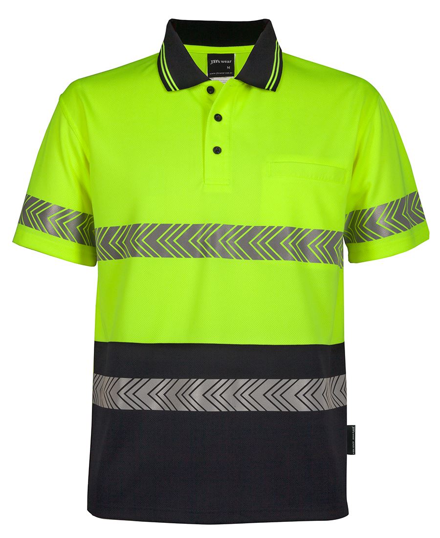 JB's HV S/S Segmented Tape Polo - Lime/Navy