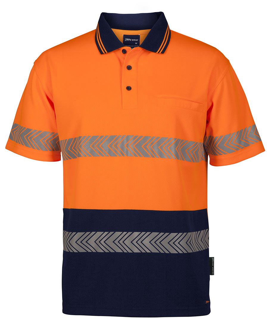 JB's HV S/S Segmented Tape Polo - Lime/Navy
