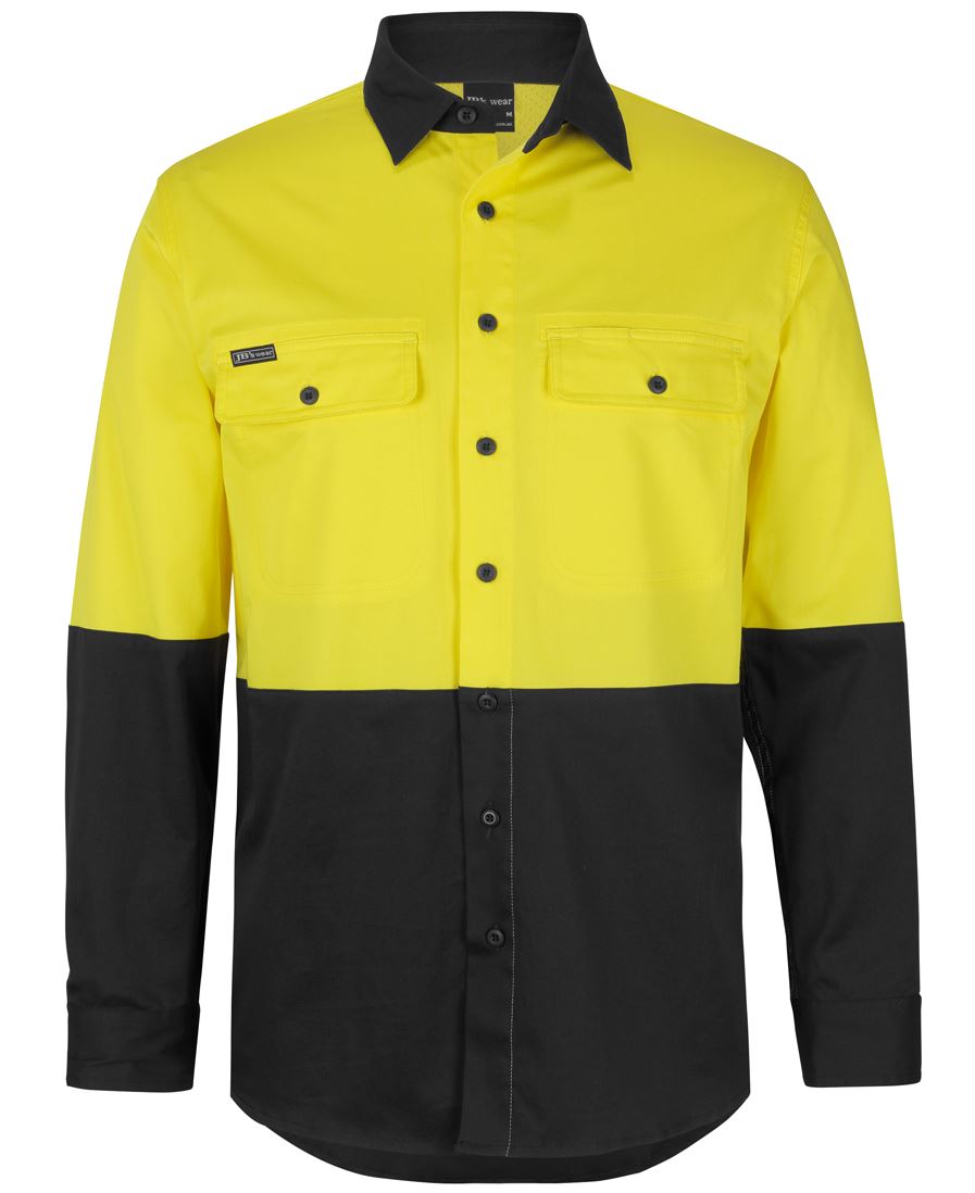 JB's HV L/S Stretch Work Shirt - Orange/Black