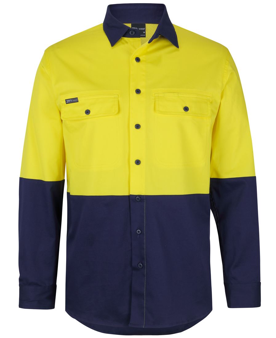 JB's HV L/S Stretch Work Shirt - Orange/Black