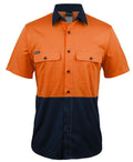 JB's HV S/S Stretch Work Shirt - Orange/Navy
