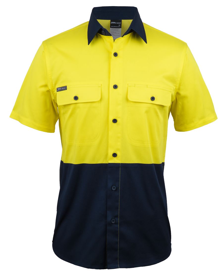 JB's HV S/S Stretch Work Shirt - Orange/Navy