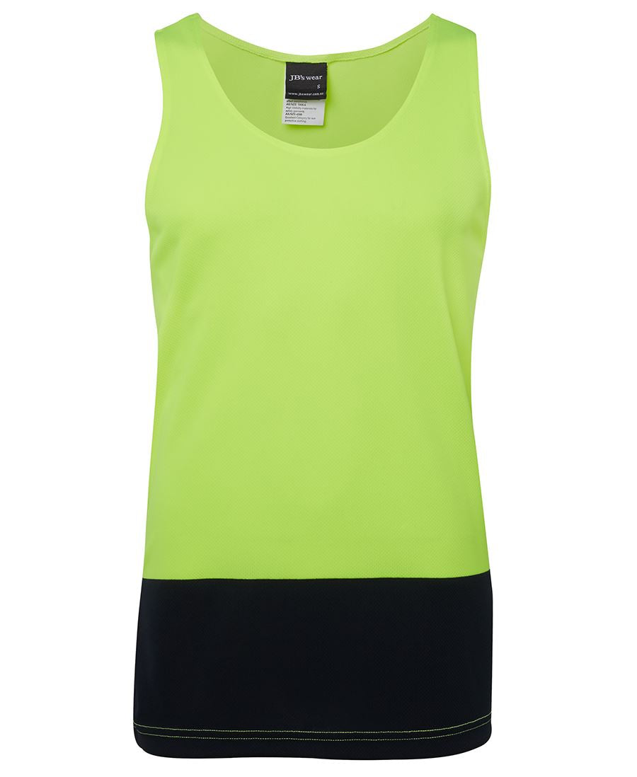 JB's HV Trad Singlet - Lime/Navy