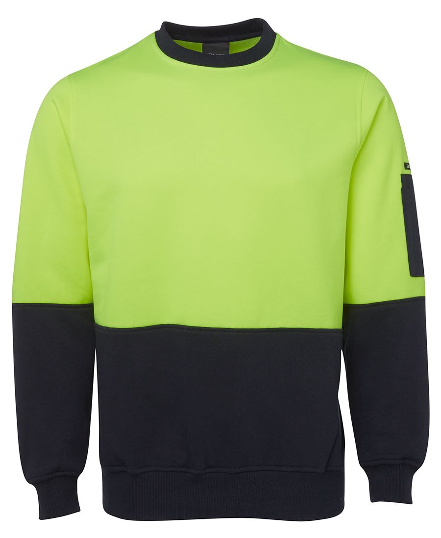 JB's HV Fleecy Crew - Lime/Navy