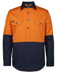 JB's HV Close Front L/S 150G Work Shirt - Orange/Navy