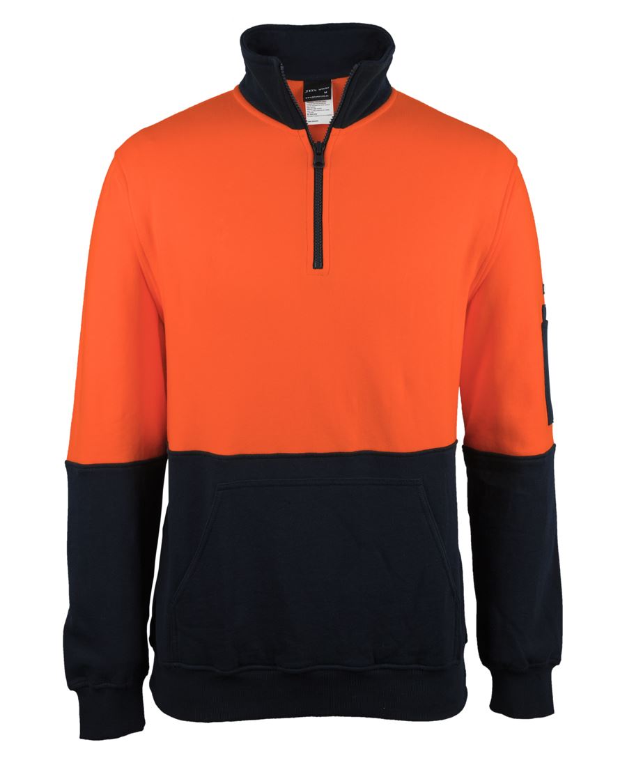 JB's HV 310 Cotton 1/2 Zip Fleece - Orange/Navy