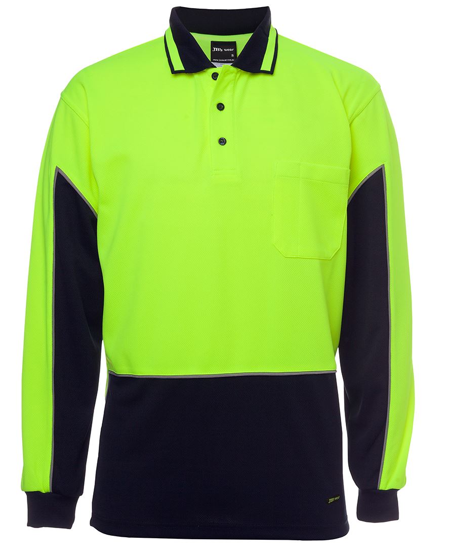 JB's HV 4602.1 L/S Gap Polo - Lime/Navy