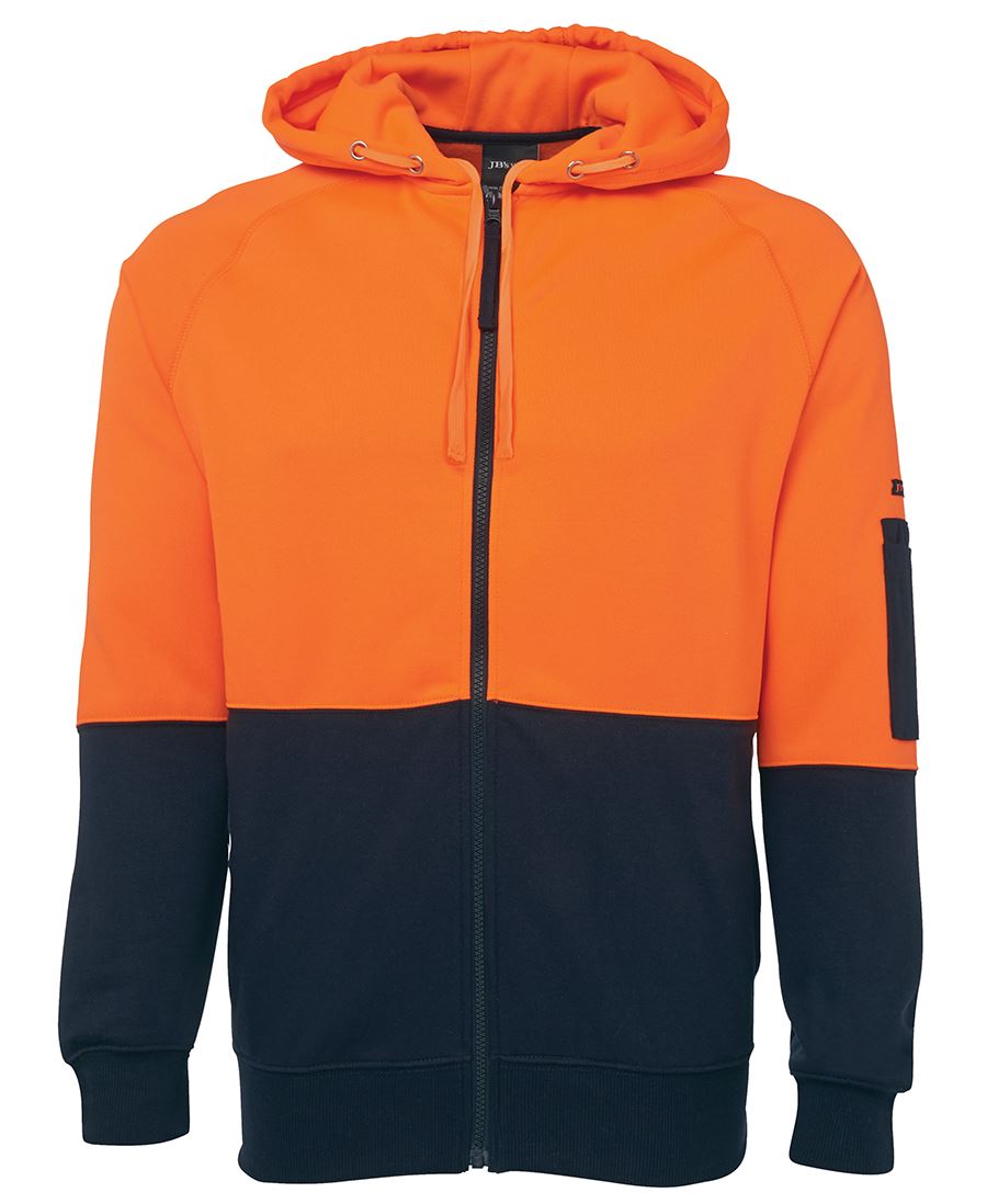 JB's HV Full Zip Fleecy Hoodie - Lime/Navy