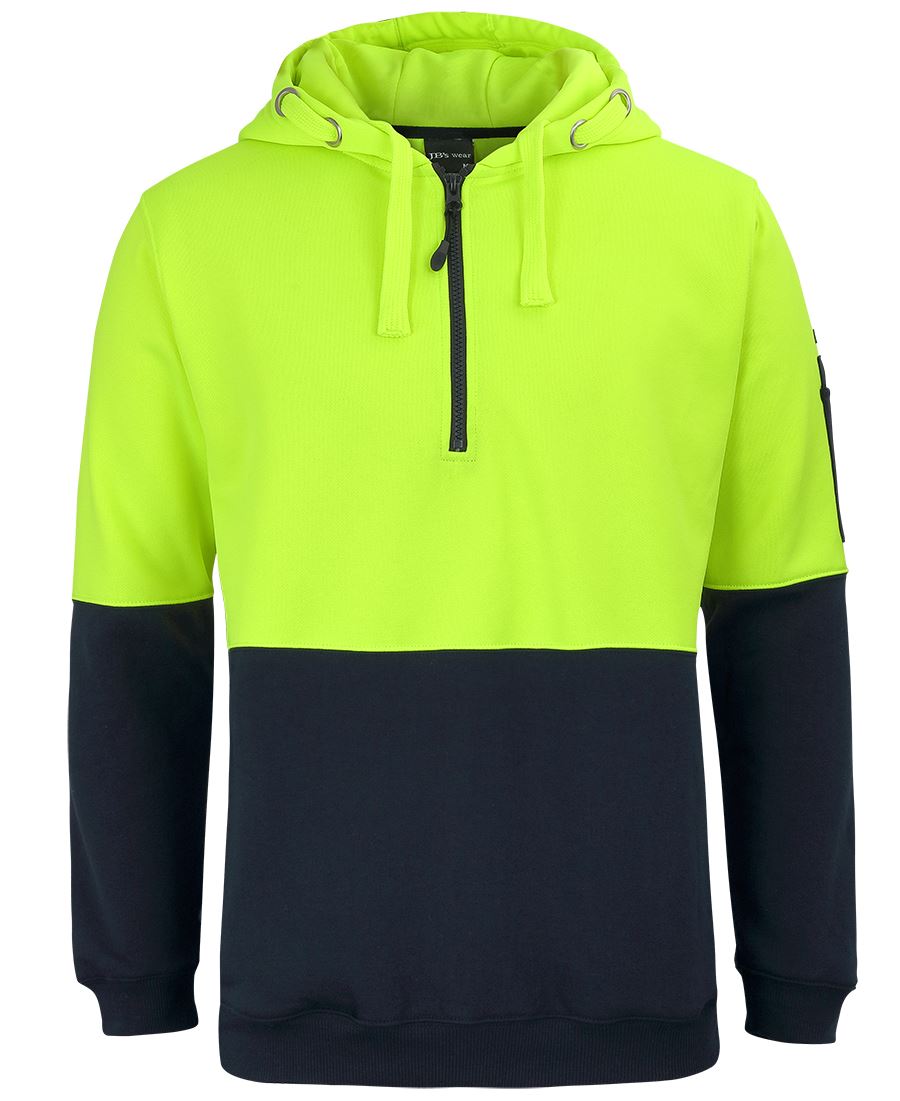 JB's HV 1/2 Zip Fleecy Hoodie - Lime/Navy