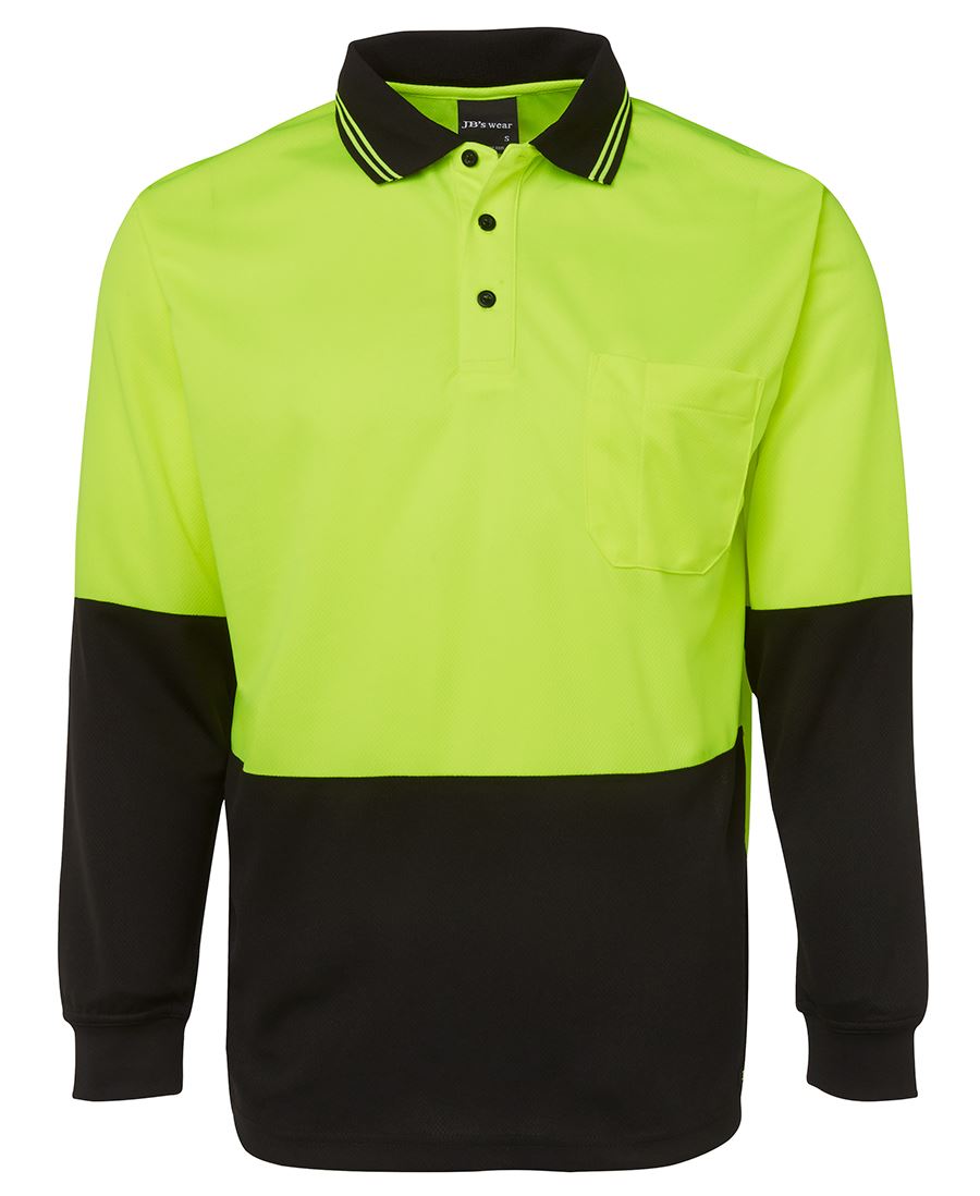 JB's HV L/S Trad Polo - Lime/Black