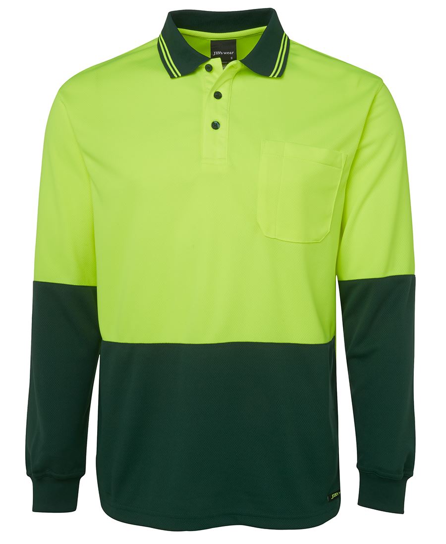 JB's HV L/S Trad Polo - Lime/Black