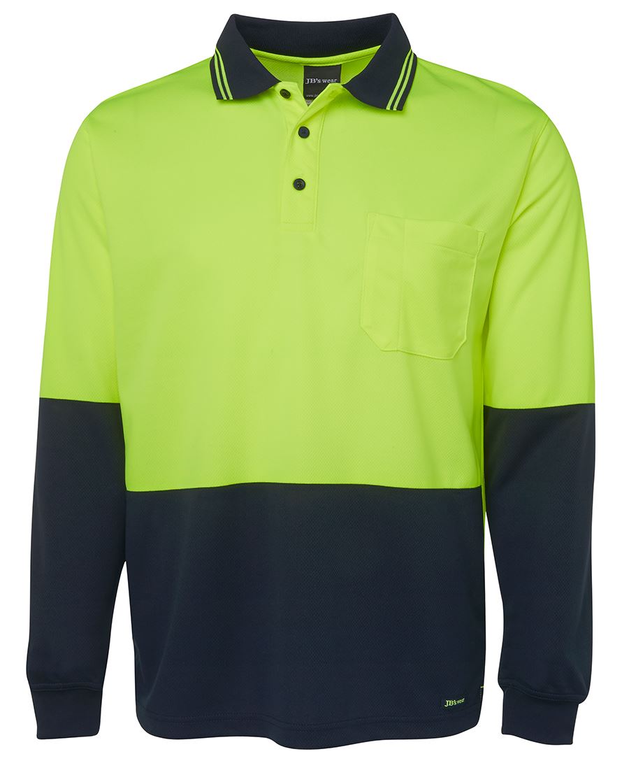 JB's HV L/S Trad Polo - Lime/Black