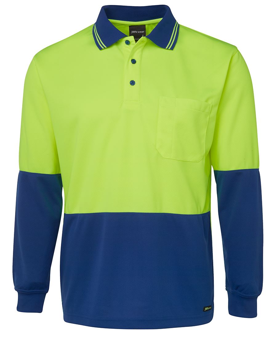 JB's HV L/S Trad Polo - Lime/Black