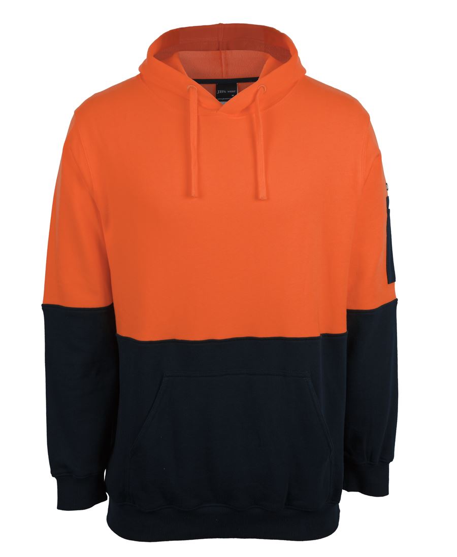 JB's HV 310 Cotton Pull Over Fleece Hoodie - Orange/Navy