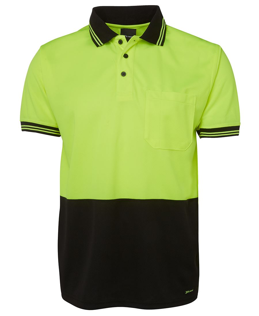 JB's HV S/S Trad Polo - Lime/Black