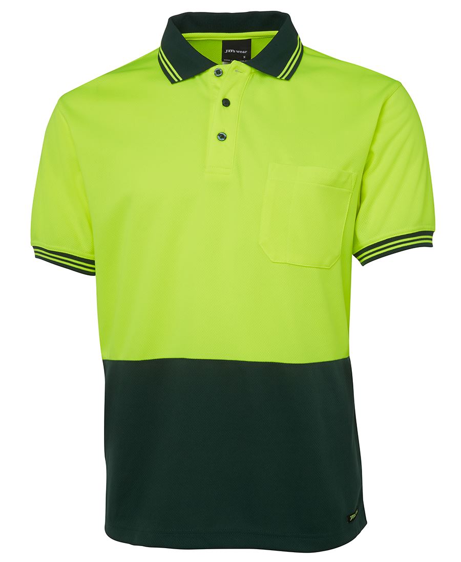 JB's HV S/S Trad Polo - Lime/Black