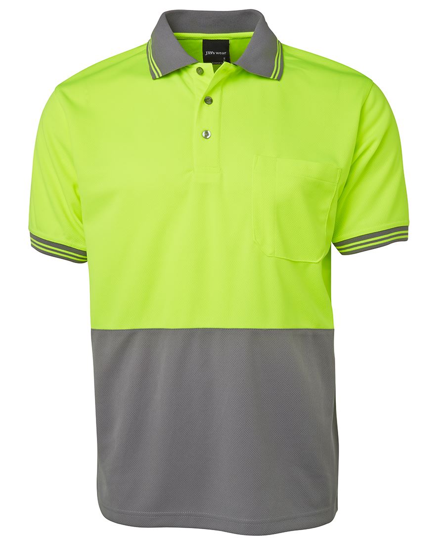JB's HV S/S Trad Polo - Lime/Black