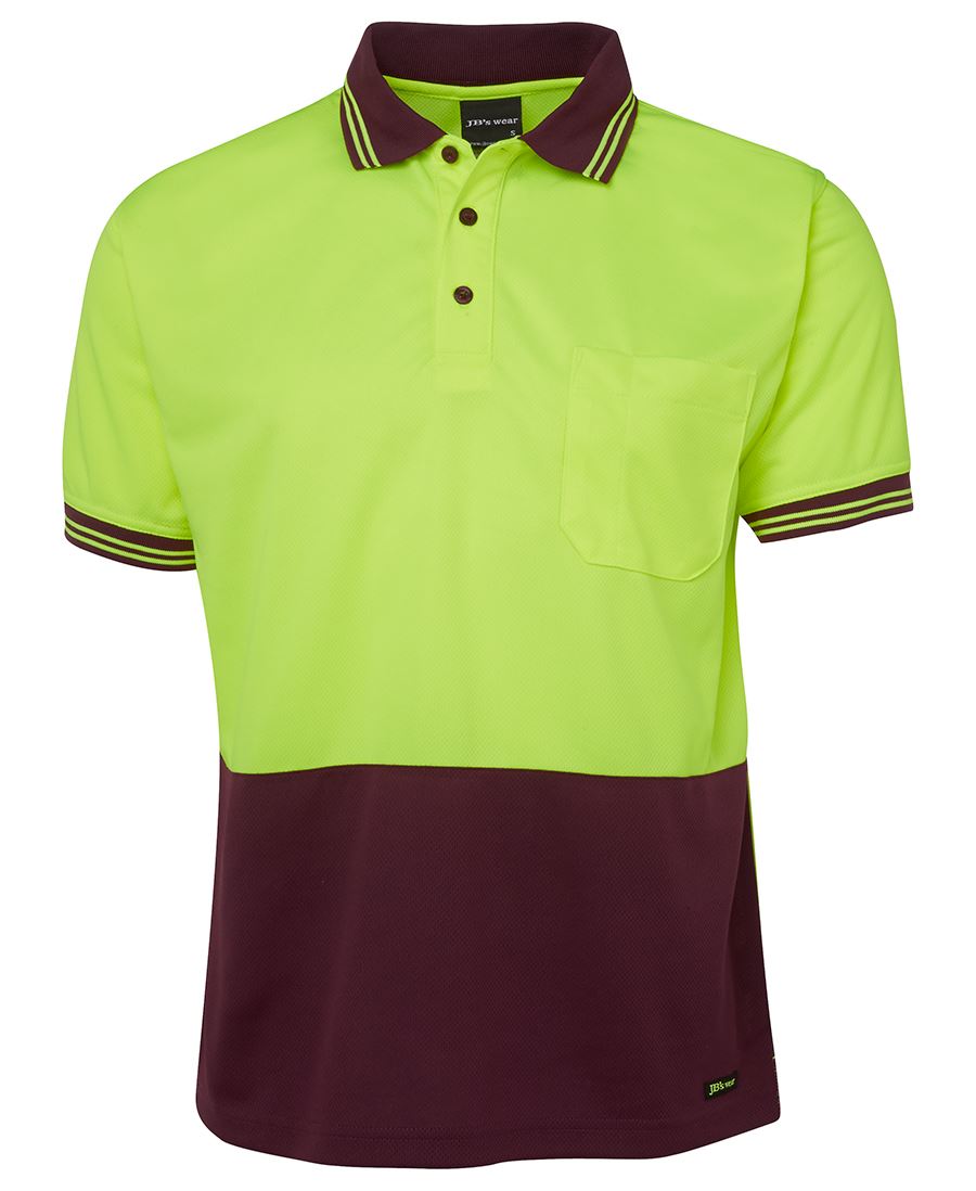 JB's HV S/S Trad Polo - Lime/Black