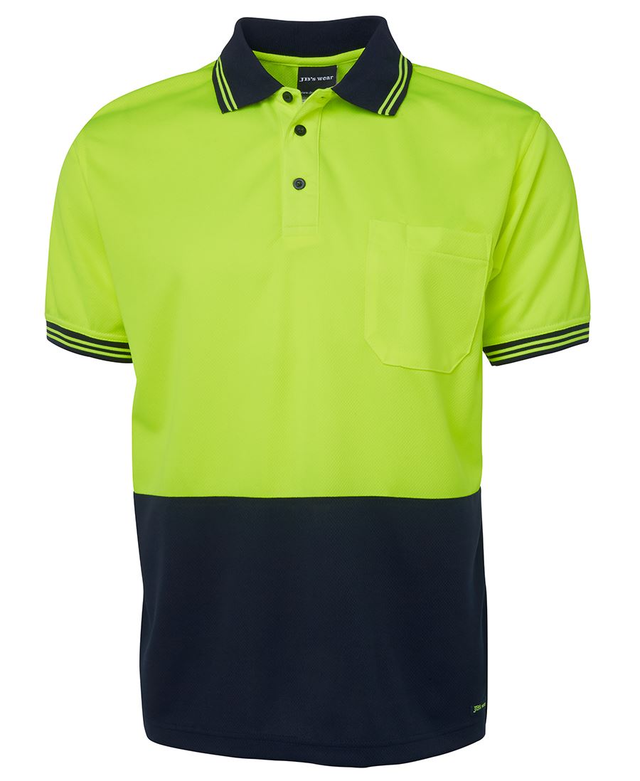 JB's HV S/S Trad Polo - Lime/Black