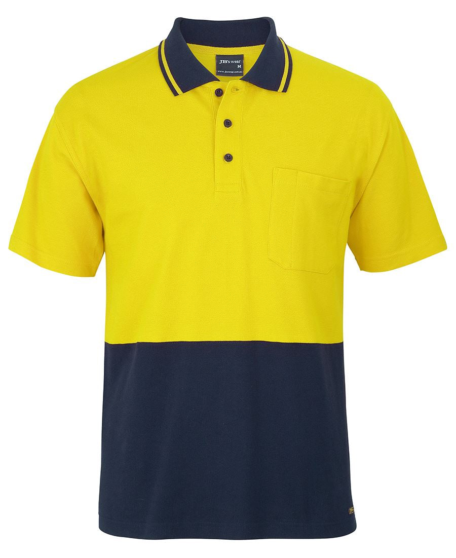 JB's HV S/S Cotton Pique Trad Polo - Yellow/Navy