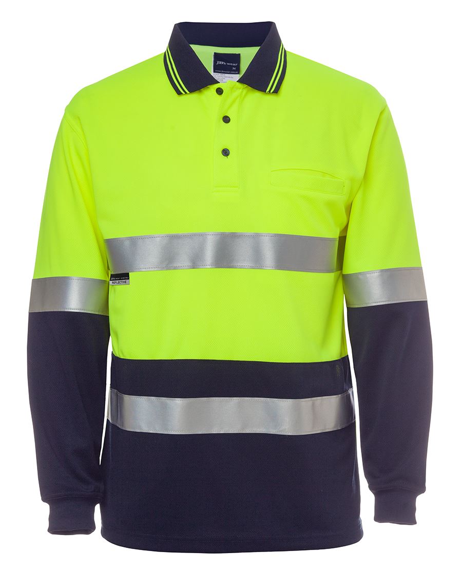 JB's HV L/S (D+N) Trad Polo - Lime/Navy