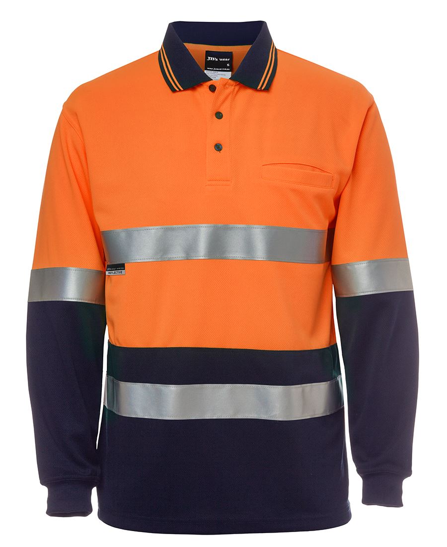 JB's HV L/S (D+N) Trad Polo - Lime/Navy