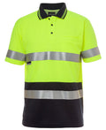 JB's HV S/S Non Cuff (D+N) Trad Polo - Lime/Navy