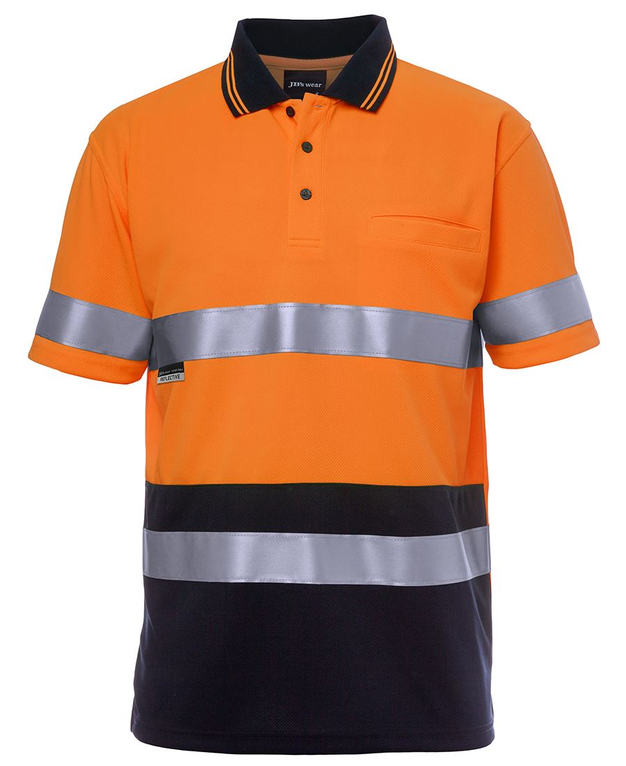 JB's HV S/S Non Cuff (D+N) Trad Polo - Lime/Navy