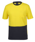JB's HV Crew Neck Cotton T-Shirt Yellow/Navy - Lime/Navy