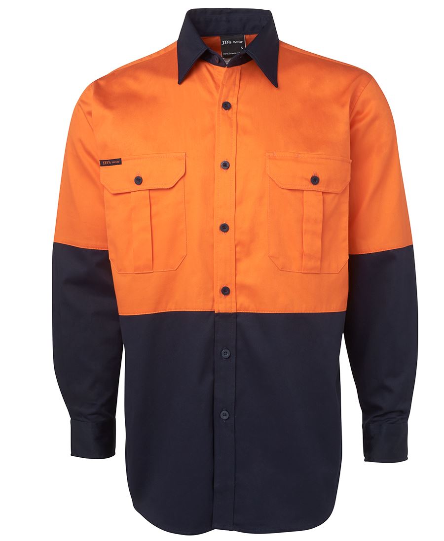 JB's HV L/S 190G Shirt - Orange/Navy