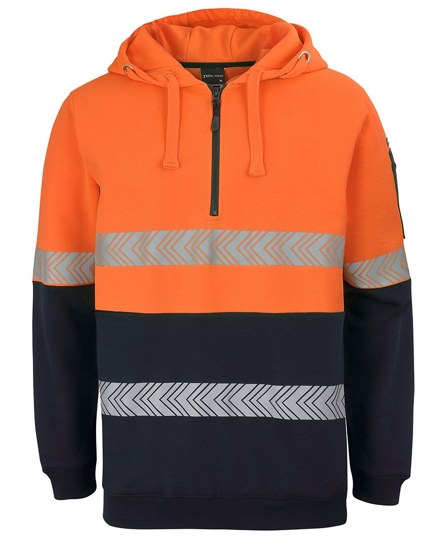 JB's HV (D+N) 1/2 Zip Segmented Tape Hoodie - Lime/Navy
