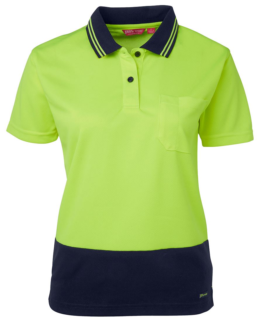 JB's Ladies HV S/S Comfort Polo Lime/Nvy - Lime/Navy