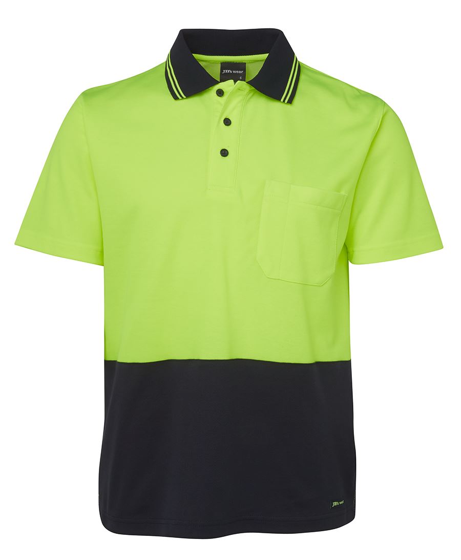 JB's HV Non Cuff S/S Cotton Back Polo - Lime/Navy