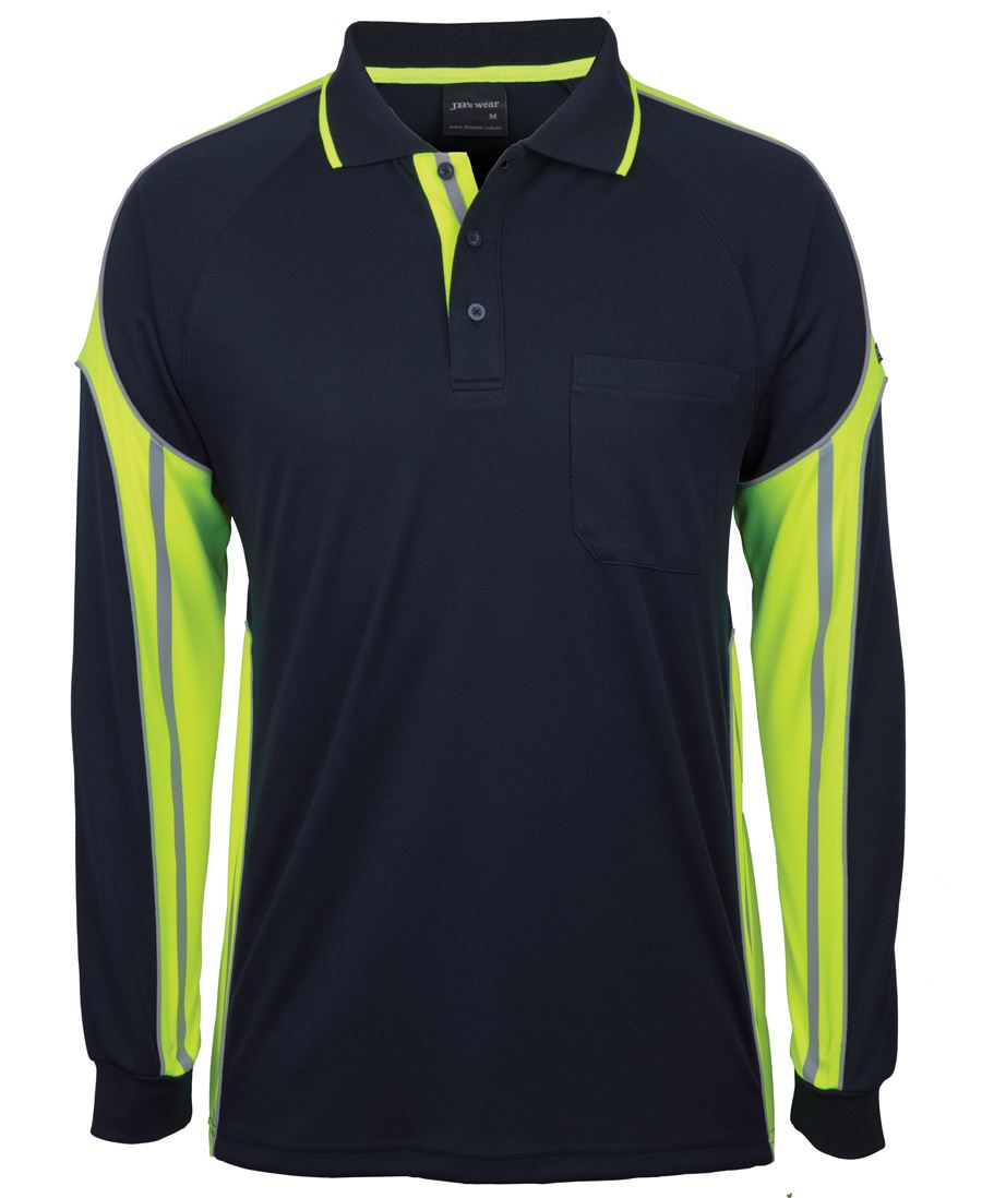 JB's L/S Street Panel Polo - Black/Lime