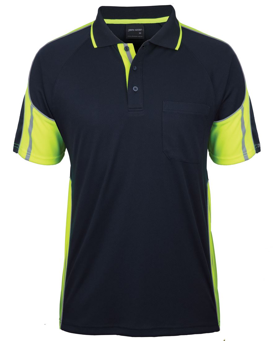 JB's S/S Street Panel Polo - Black/Lime