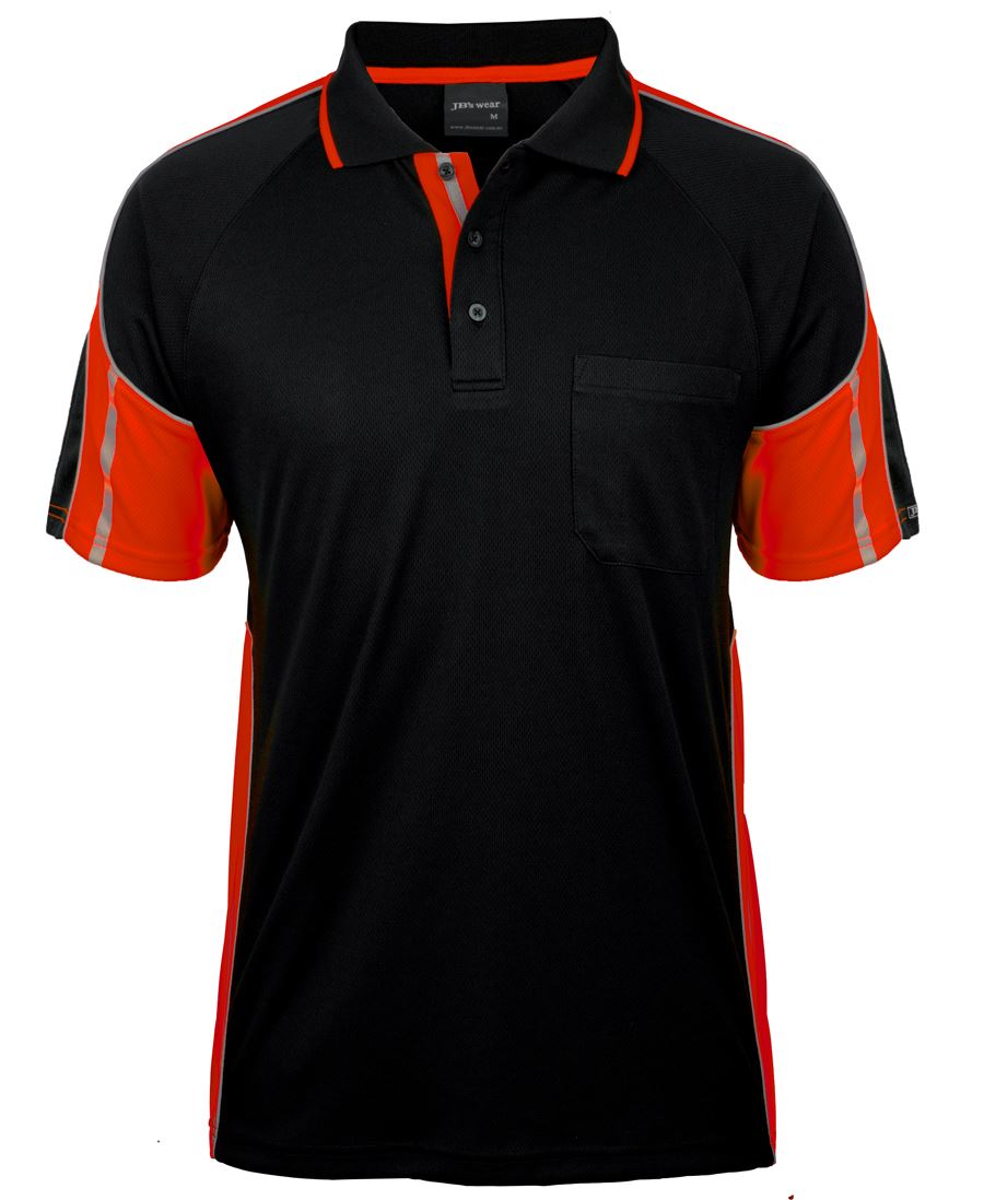 JB's S/S Street Panel Polo - Black/Lime