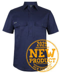 JB's S/S 150G Stretch Close Front Work Shirt - Navy