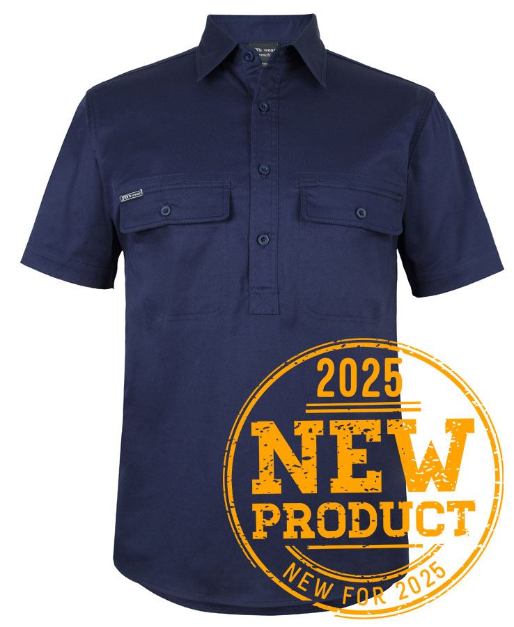 JB's S/S 150G Stretch Close Front Work Shirt - Navy
