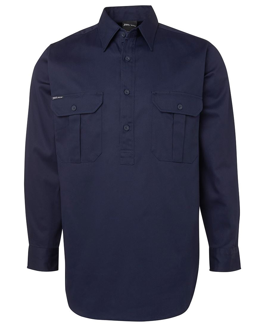 JB's Close Front L/S Work Shirt - Navy